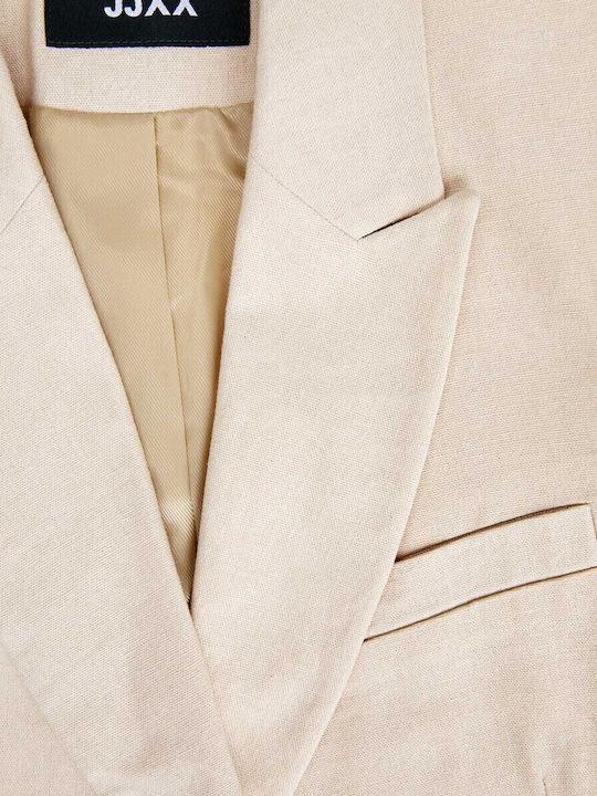 Jack & Jones Long Women's Double Breasted Blazer Beige