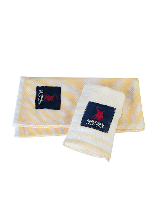 Greenwich Polo Club 2708 Towel made of 100% Cotton Yellow - White 60x40cm 227040602708 2pcs