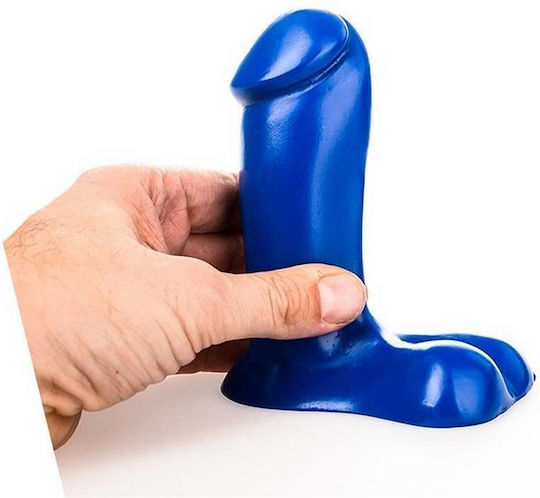 All Black All Blue Piston Ρεαλιστικό Dildo με Όρχεις Μπλε 14cm
