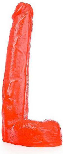 All Black All Red Luis Glass Dildo with Scrotum Red 21cm