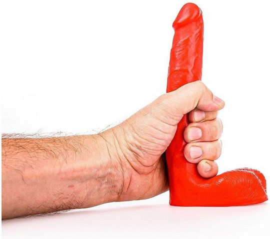 All Black All Red Luis Glass Dildo with Scrotum Red 21cm