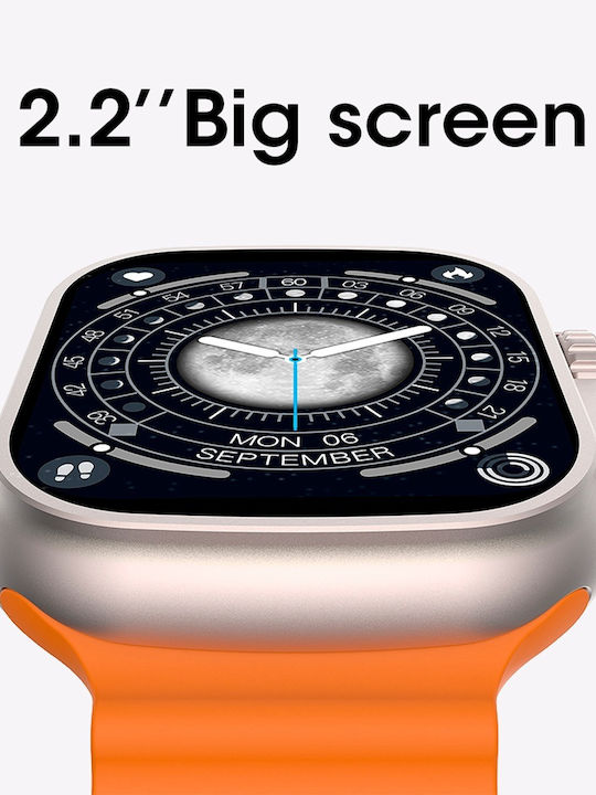 Microwear DT9 Ultra 42mm Smartwatch με Παλμογράφο (Πορτοκαλί)