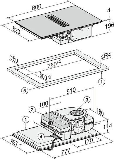 Miele Induction Cooktop Autonomous with Hood 80x52εκ.