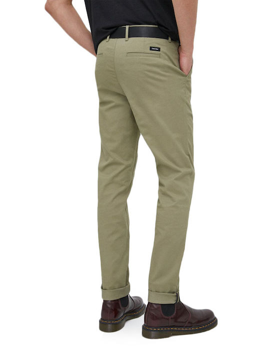 Calvin Klein Men's Trousers Chino Elastic in Slim Fit GREEN