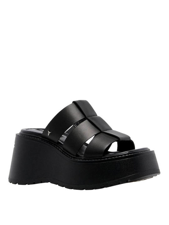 Windsor Smith Women's Leather Platform Wedge Sandals Black