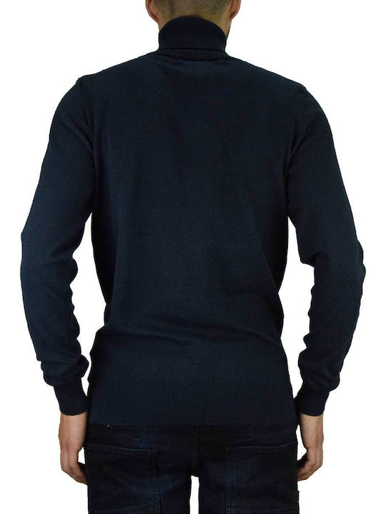 Biston Men's Long Sleeve Sweater Turtleneck Navy Blue