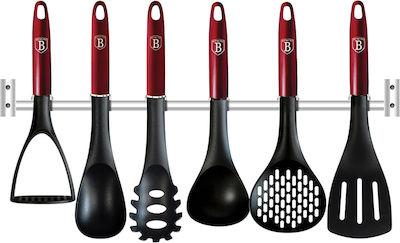 Berlinger Haus Plastic Cooking Utensil Set with Base Red Metallic Line 7pcs