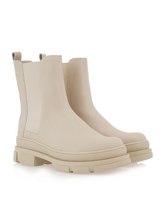 Seven Women's Leather Chelsea Boots Beige