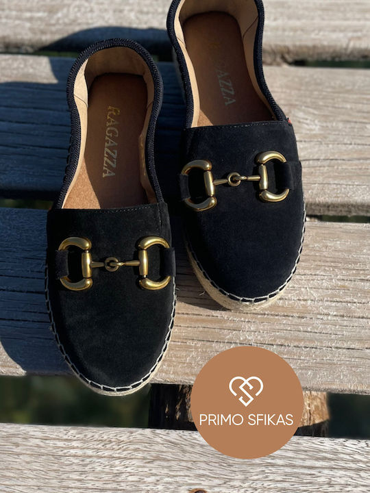 Wildleder Damen Espadrilles in Schwarz Farbe