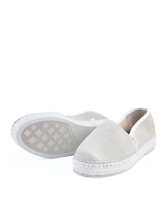 Lederne Damen Espadrilles in Beige Farbe