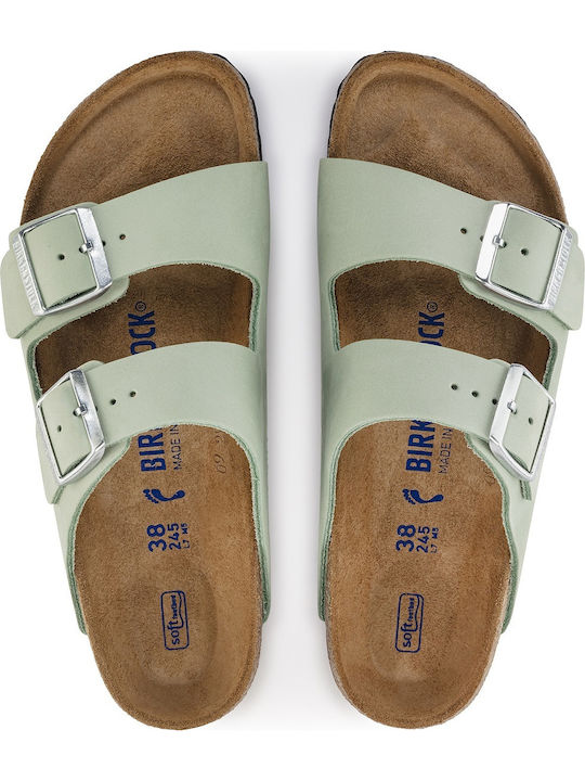 Arizona Leather Women's Flat Sandals Anatomic in Green Color Narrow Fit
