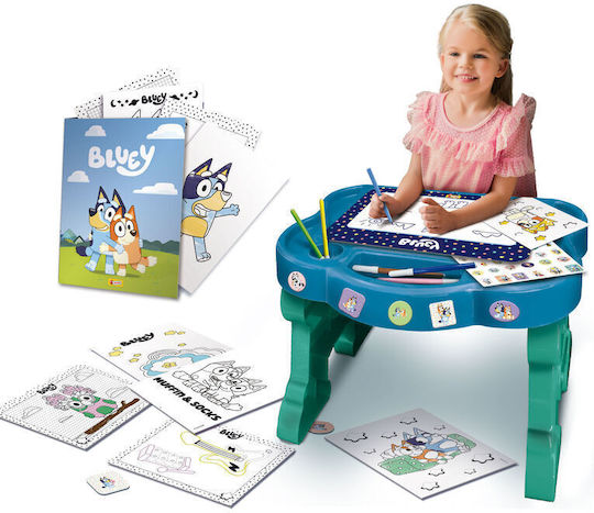Bluey Kids Desk for Painting made of Plastic Blue Lisciani Giochi
