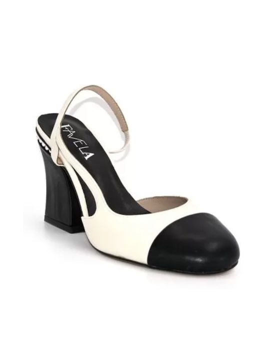 Favela Leather Black High Heels with Strap