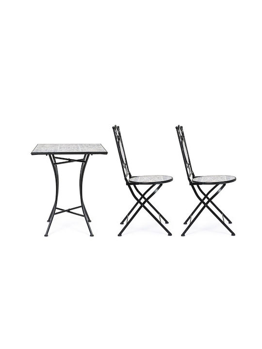Set Sala De Mese Pentru Spații Exterioare Mici Erice 3 Piese Negru