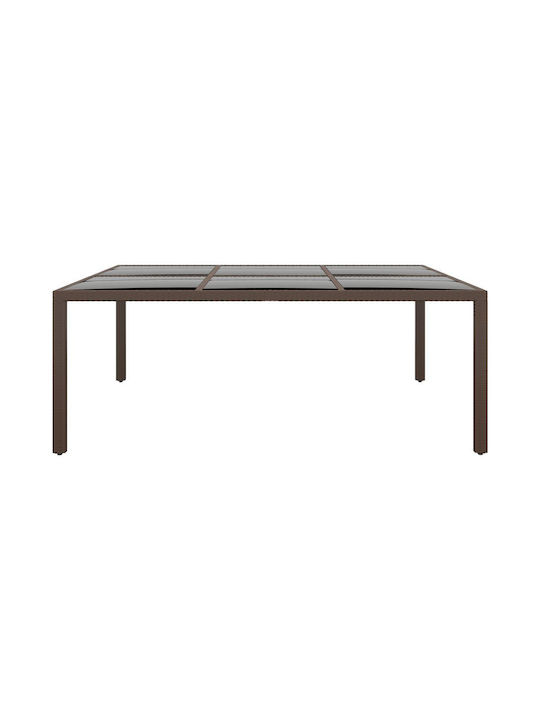 Masa pentru spații exterioare Rattan cu suprafață din sticlă Maro 200x150x75buc