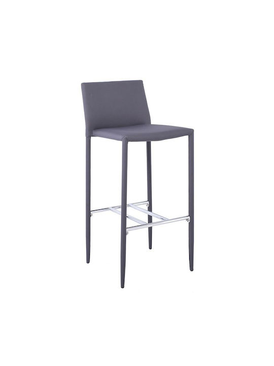 Stool Bar with Backrest Upholstered with Fabric Regina Grey 41x49x100cm