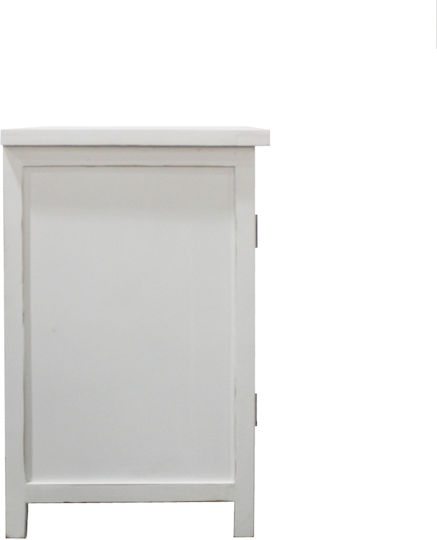 Κομοδίνο Exotic Ξύλινο Λευκό Antique 43x37.5x61cm