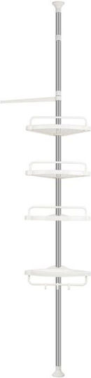 Corner Wall Mounted Bathroom Shelf Plastic with 4 Shelves 33.5x21.5x260cm White