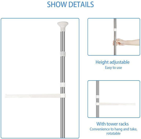 Corner Wall Mounted Bathroom Shelf Plastic with 4 Shelves 33.5x21.5x260cm White