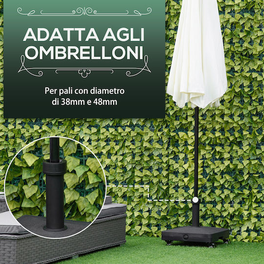 Outsunny Stand de umbrelă din Plastic cu Roți Negru 45x45x39cm