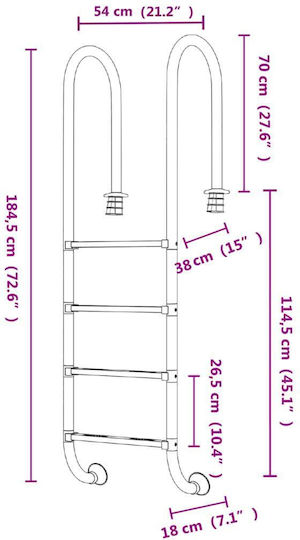 vidaXL Poolzubehör 54x38x184.5cm Silver