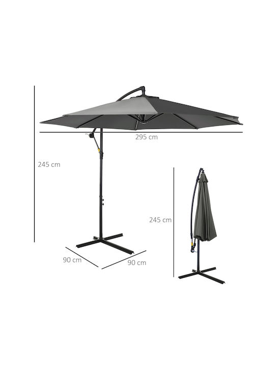 Hanging Circular Metal Parasol Grey Φ3xH2.5m
