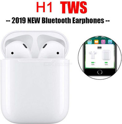 H1 Earbud Bluetooth Handsfree Earphones with Charging Case Whitά