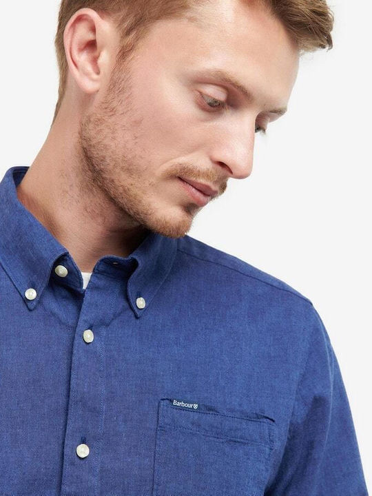 Nelson Long-sleeved Linen Shirt Navy Blue