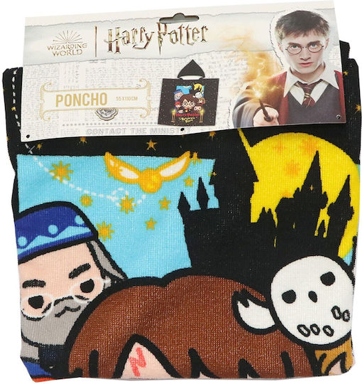 Warner Bros Παιδικό Πόντσο Θαλάσσης Harry Potter Μαύρο 110 x 55εκ.