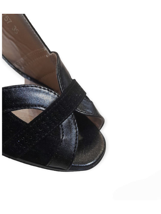 Women's classic black sandal (heel height 6,5cm)