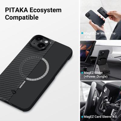 Pitaka Aramid Back Cover Aramid Fiber 1.05mm Black (iPhone 14)
