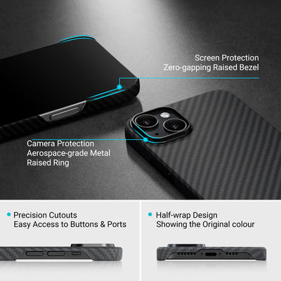 Pitaka Aramid Back Cover Aramid Fiber 1.05mm Black (iPhone 14)