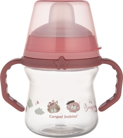 Canpol Babies Bonjour Paris 56/612 Εκπαιδευτικό Μπιμπερό Πλαστικό με Λαβές Ροζ 6m+ 150ml