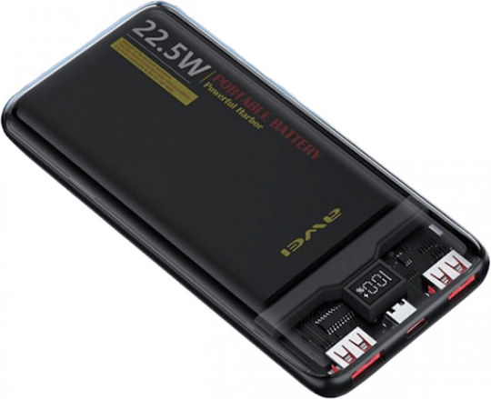 Awei P24K Power Bank 10000mAh with 2 USB-A Output Ports and USB-C Output Port Black