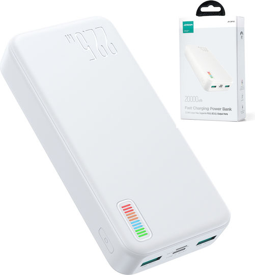 Joyroom Dazzling Series QP195 Power Bank 20000mAh 22.5W cu 2 Porturi USB-A și Port USB-C Alb