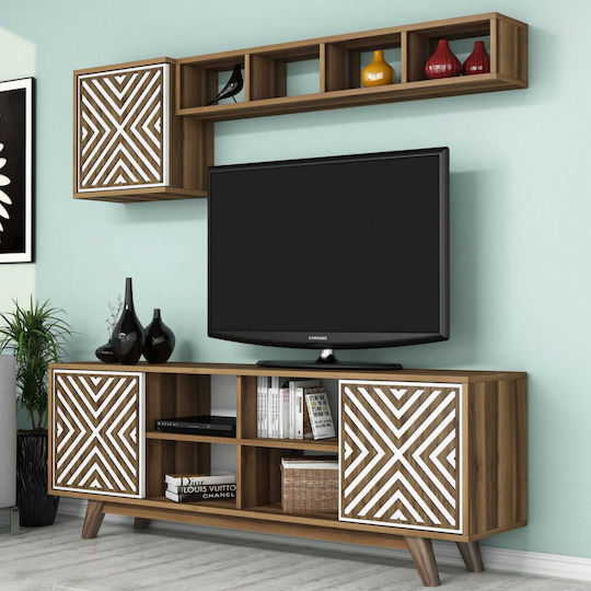 Unitate TV pentru sufragerie Walnut / White L160xA35xÎ56.2buc
