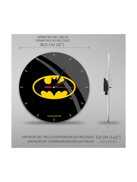 Batman Wall Clock Plastic Black Ø30.5cm