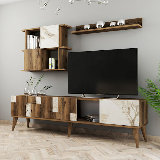 Wohnzimmer TV-Einheit Walnut / White L180xB33.8xH48.6cm