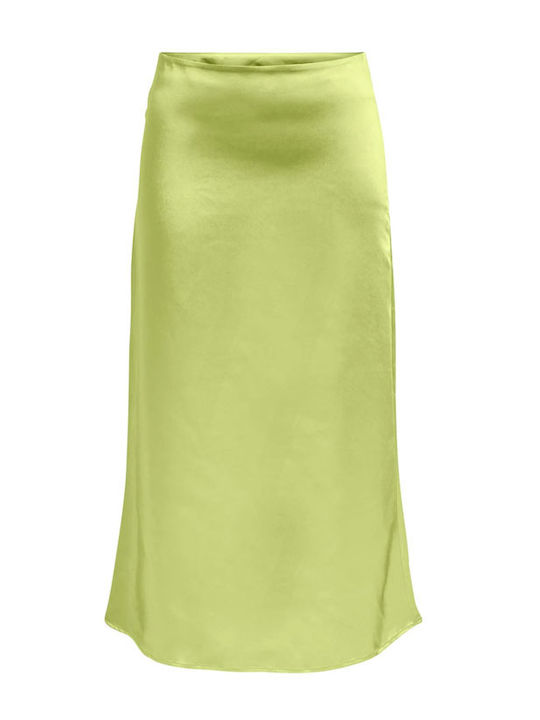 Сатен С висока талия Midi Пола Celery Green