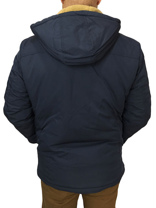 Lexton Herren Winter Jacke Parka Μπλε σκούρο.