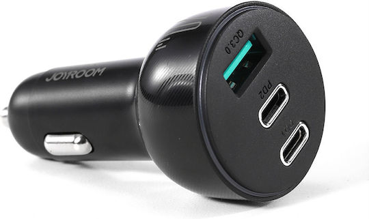 Joyroom JR-CL26 Φορτιστής Αυτοκινήτου 70W με Θύρες: 1xUSB 2xType-C Μαύρο Χρώμα