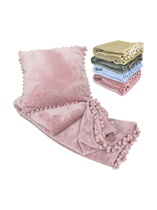 Makis Tselios Home Μαξιλάρι Καναπέ Pomy Fleece Blue 43x43εκ.