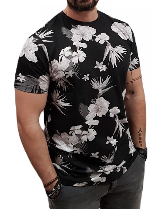 Rebase Ανδρικό T-shirt Μαύρο Floral