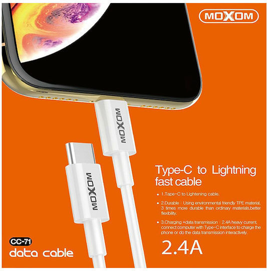 Moxom USB-C to Lightning Cable 28W Λευκό 1m (MX-CB19)