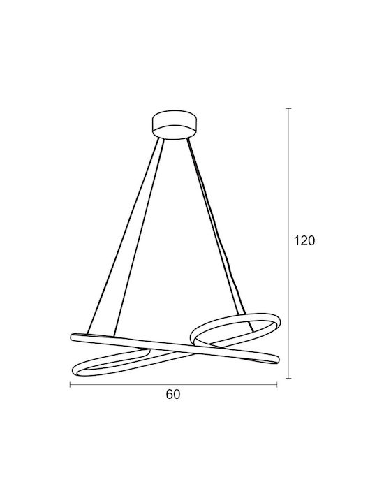 ArkoLight Κρεμαστό Φωτιστικό Μαύρο LED με Φυσικό Λευκό Φως 60x120x60εκ.