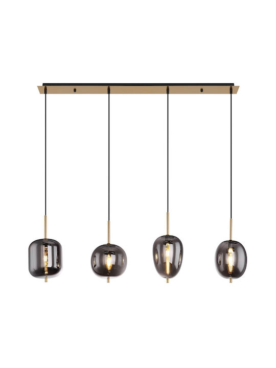 Globo Lighting Blacky Pendant Chandelier Rail for 4 Bulbs E14, E.14 Bronze