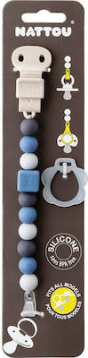 Nattou Chain Pacifier Lapidou with Beads made of Silicone Blue