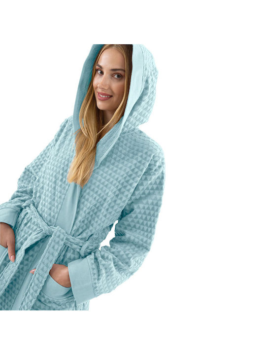 Guy Laroche Tokyo Bademantel mit Kapuze Aqua