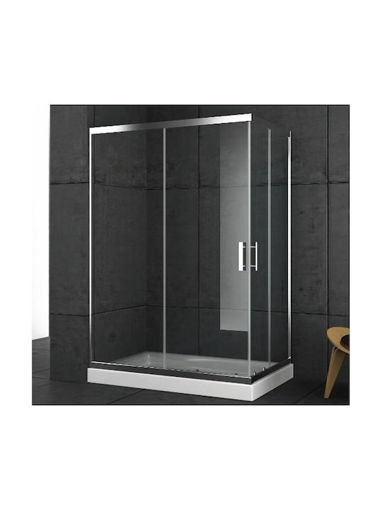 Orabella Stardust Easy Fix Kabine für Dusche mit Schieben Tür 90x130x190cm Klarglas Chrom