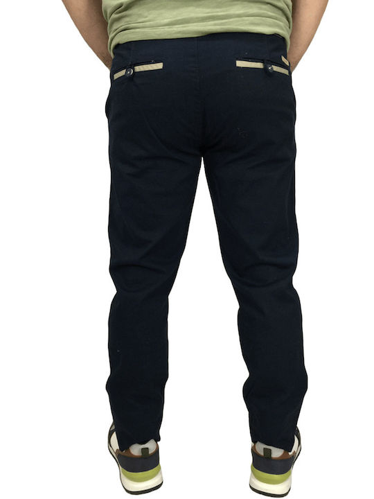 Men's Chino Elastic Trousers Navy Blue